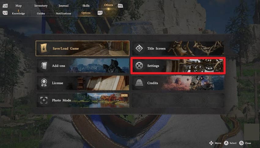 open in game settings